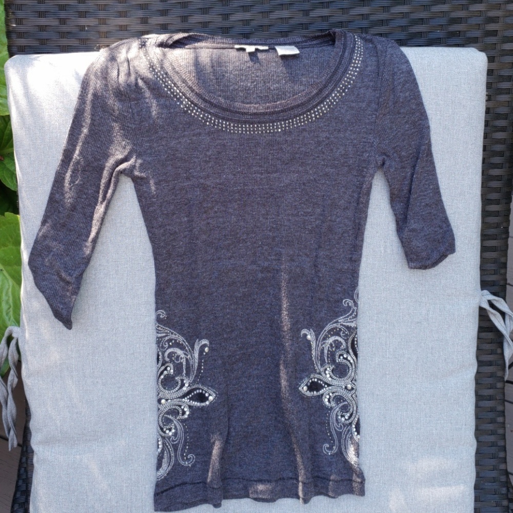 MissMe Girls grey short sleeve top